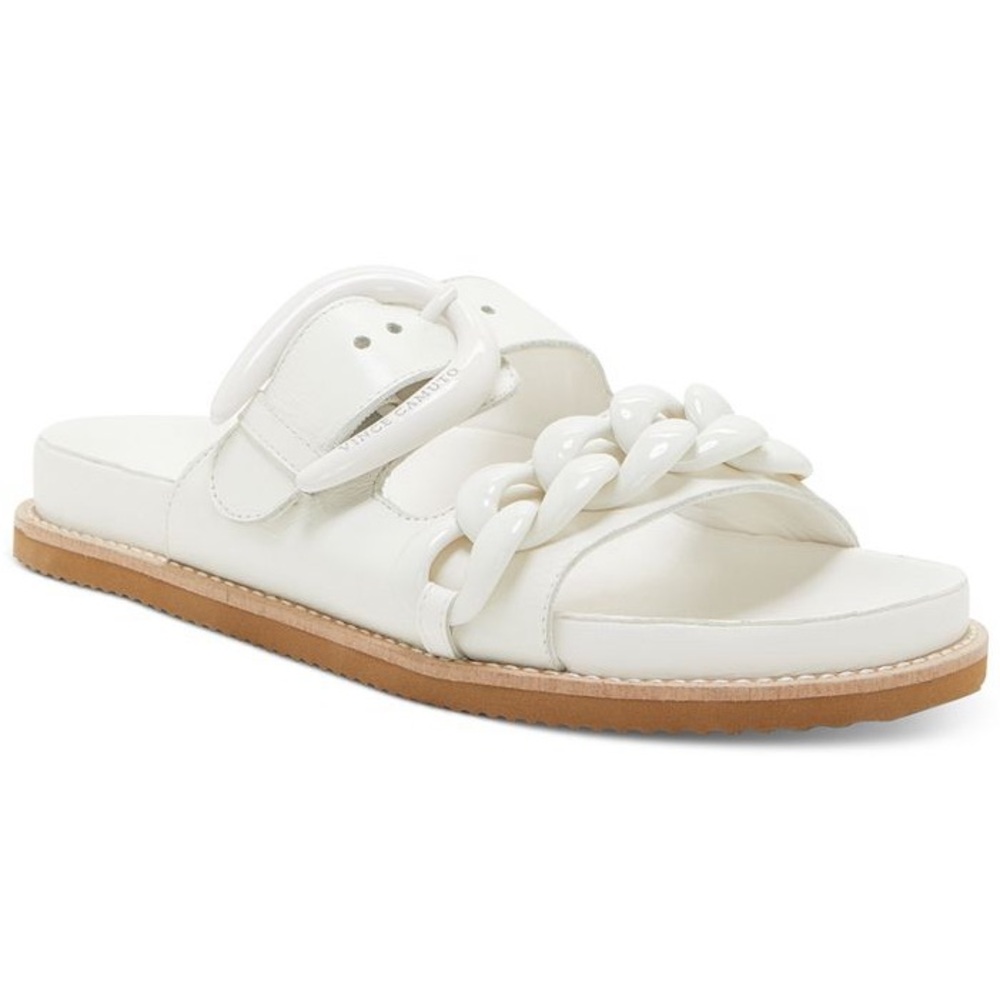 Vince Camuto White Kenendys Chained Footbed Sandals Size 8